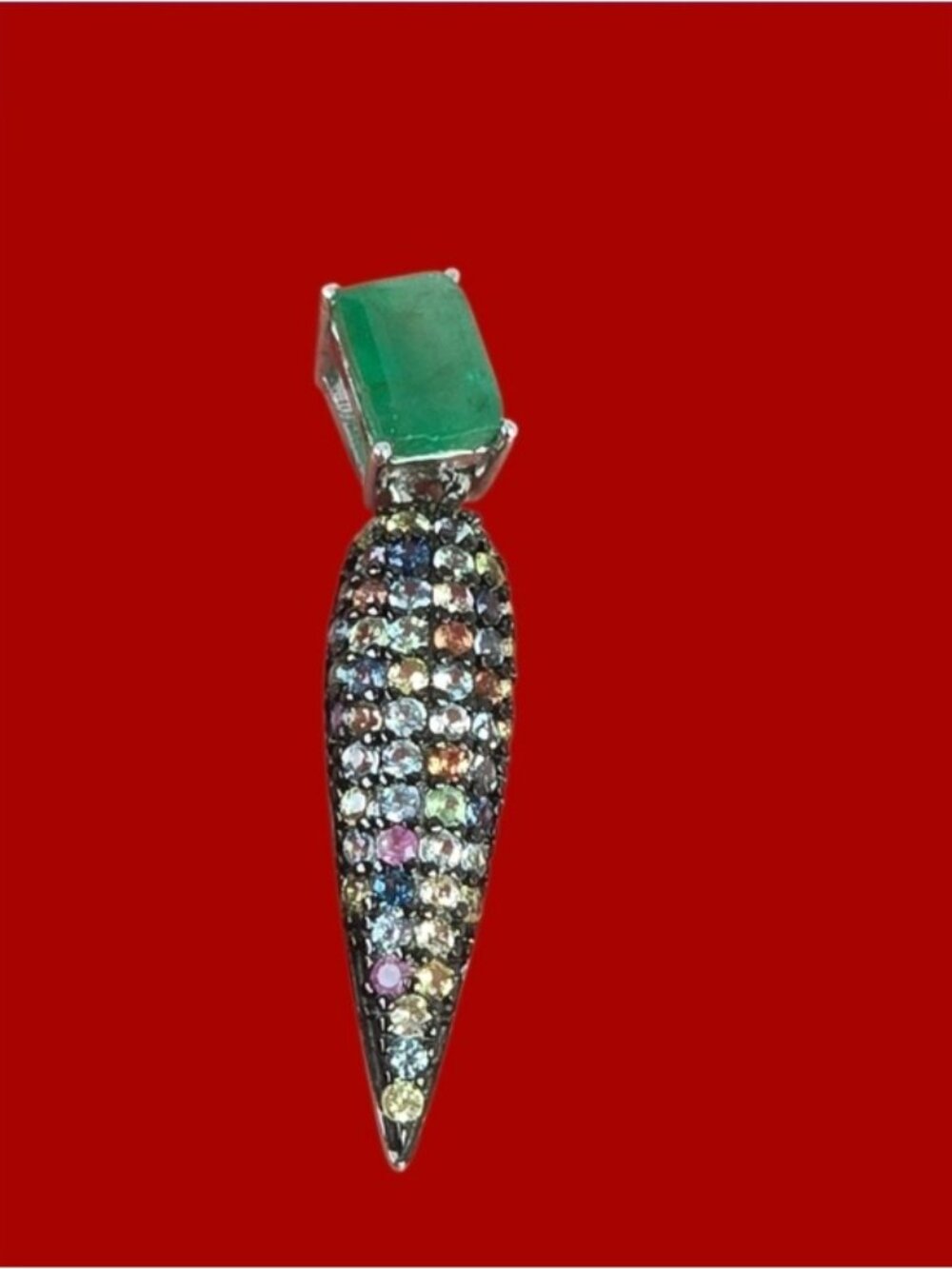 925 Sterling Silver Pendant with Natural Emerald & Sapphire